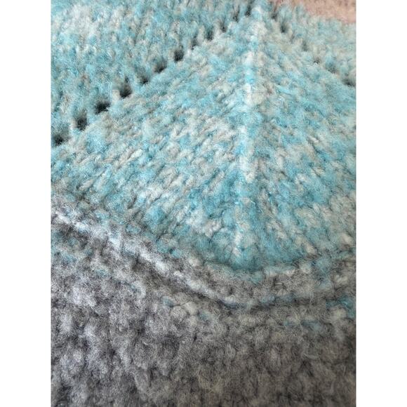 THML  Blue Pastel Color Block Pullover Knit Sweater Crewneck Women's Medium Cozy - Picture 7 of 7